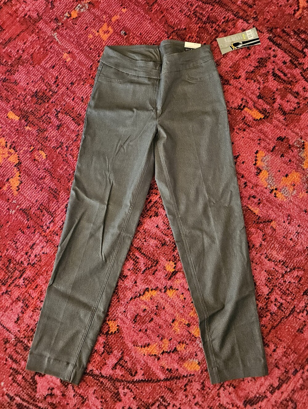 Slimsation Stretch Straight-Leg Pants in Charcoal Gray 4